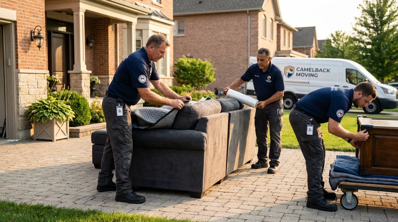Large estate moving crew wrapping furniture in White Mountain Lake, AZ