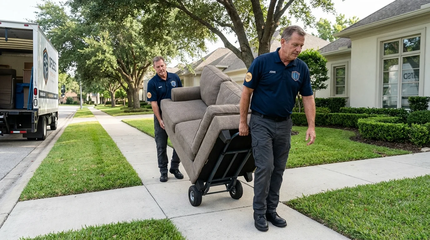 Local residential moving crew loading furniture in White Mountain Lake, AZ