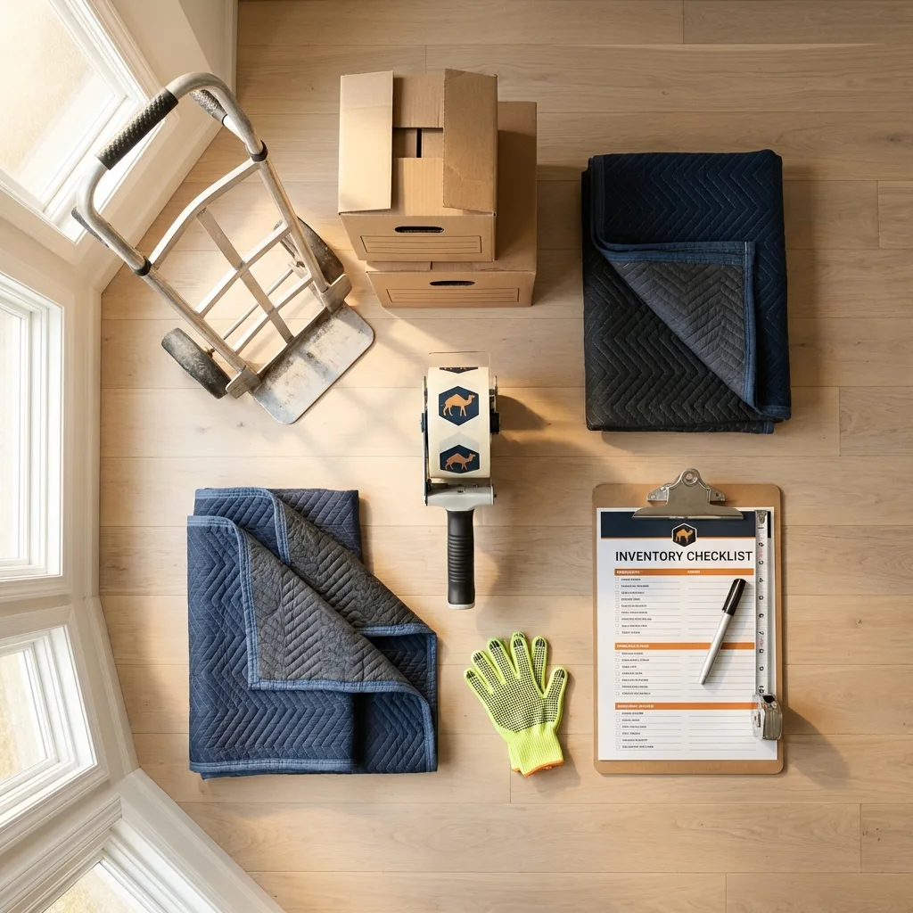 Professional moving supplies and packing materials layout for White Mountain Lake residential relocations